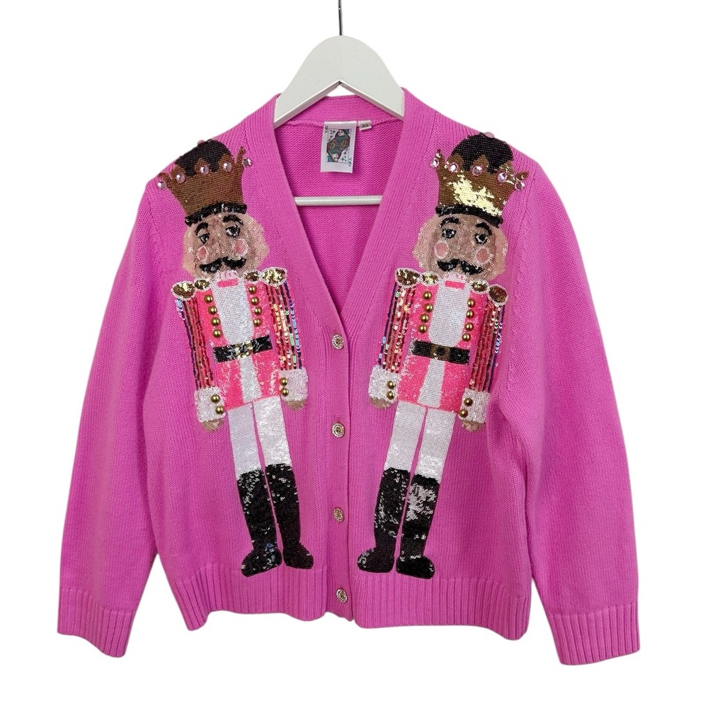 Queen of Sparkles Pink Nutcracker Sweater Cardigan Size XS - Picture 2 of 13
